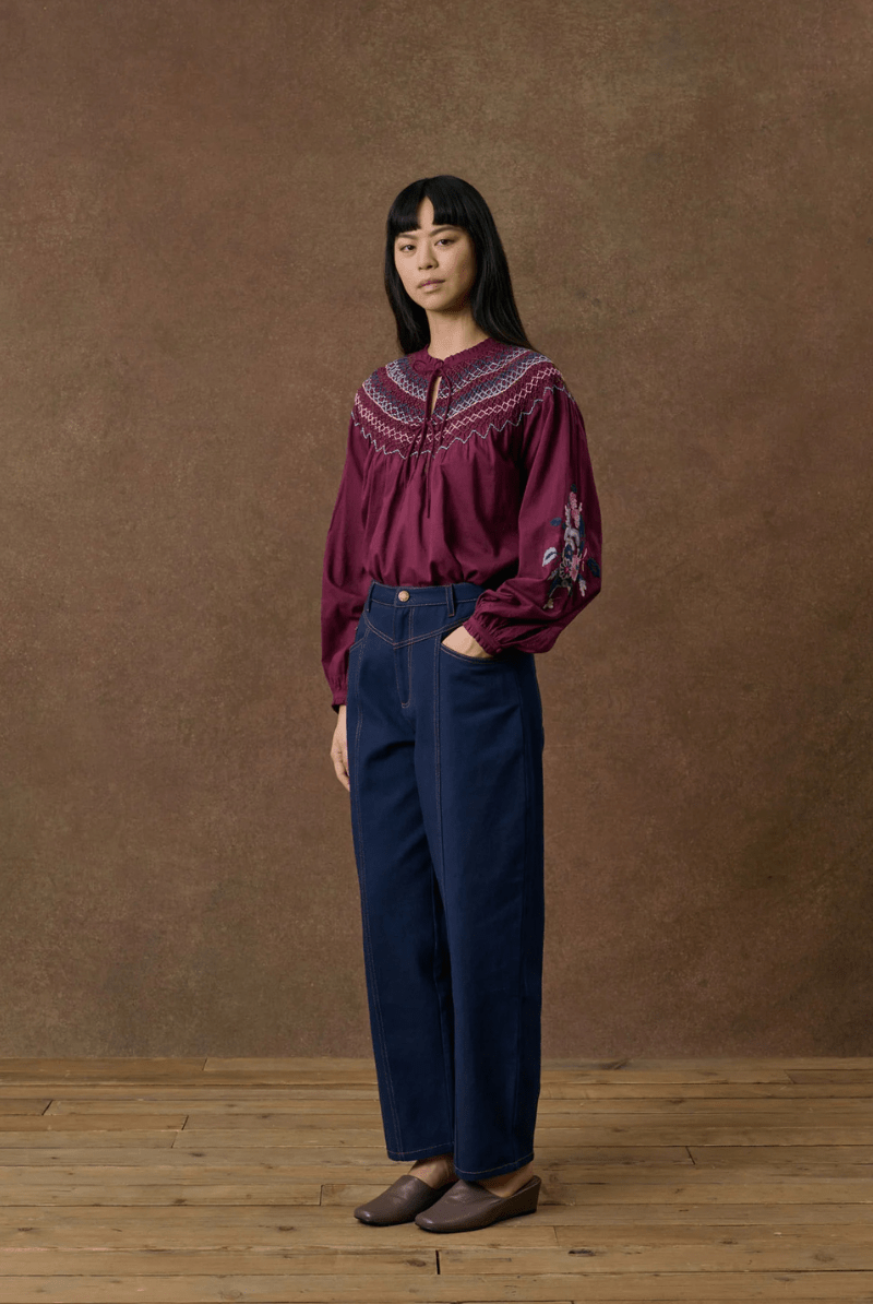 Shirts & Tops - Louise Misha - Pal Blouse in Burgundy - Archery Close