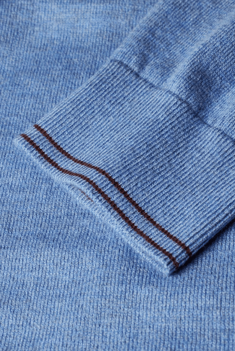 Sweater - Paul Smith - Pale Blue Cotton - Blend Zebra Logo Half Zip Sweater - Archery Close