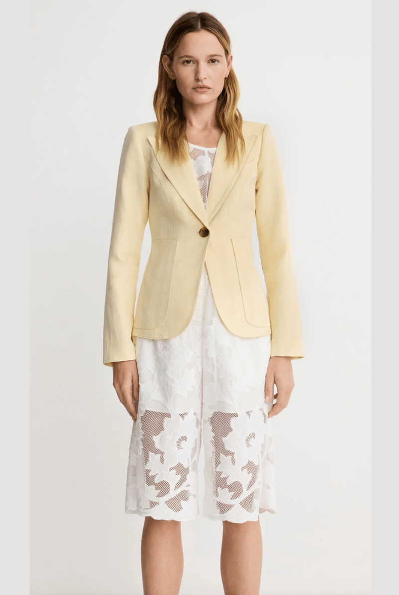 Blazer - Smythe - Patch Pocket Duchess W/ Elbow Patch in Butter - Archery Close