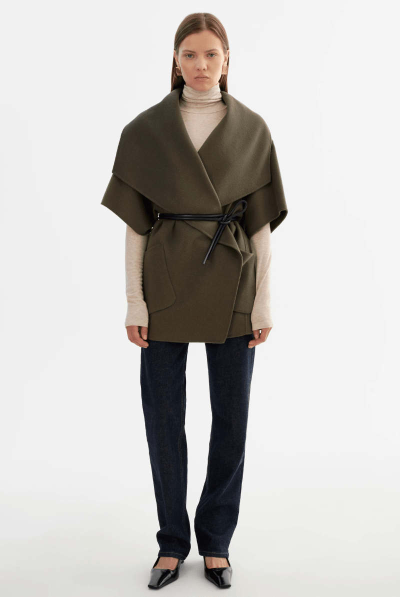 Outerwear - Lamarque - Penelope Coat in Dark Olive - Archery Close