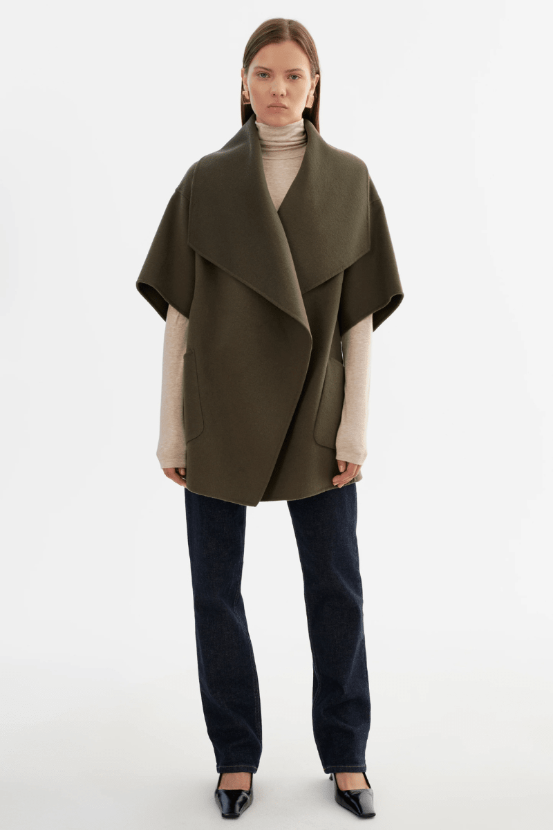 Outerwear - Lamarque - Penelope Coat in Dark Olive - Archery Close