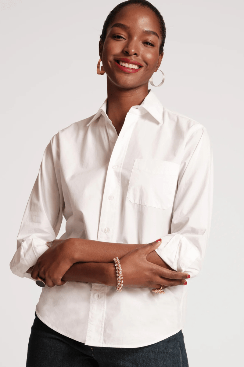Shirts & Tops - Frances Valentine - Perfect Button Down in White - Archery Close