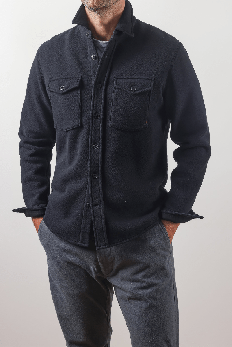 Shirts & Tops - Relwen - Pique Fleece Workshirt in Black - Archery Close