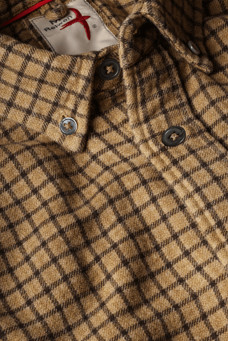 Shirts & Tops - Relwen - Plaid Chamois Lined Flannel - Gold Tweed Guncheck - Archery Close