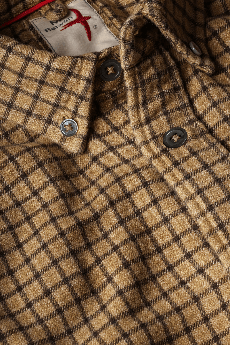 Shirts & Tops - Relwen - Plaid Chamois Lined Flannel - Gold Tweed Guncheck - Archery Close