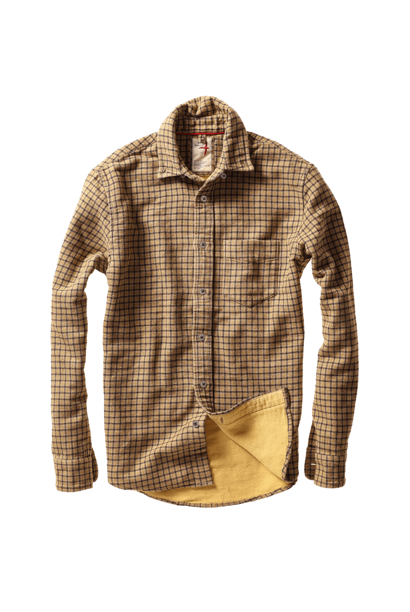 Shirts & Tops - Relwen - Plaid Chamois Lined Flannel - Gold Tweed Guncheck - Archery Close