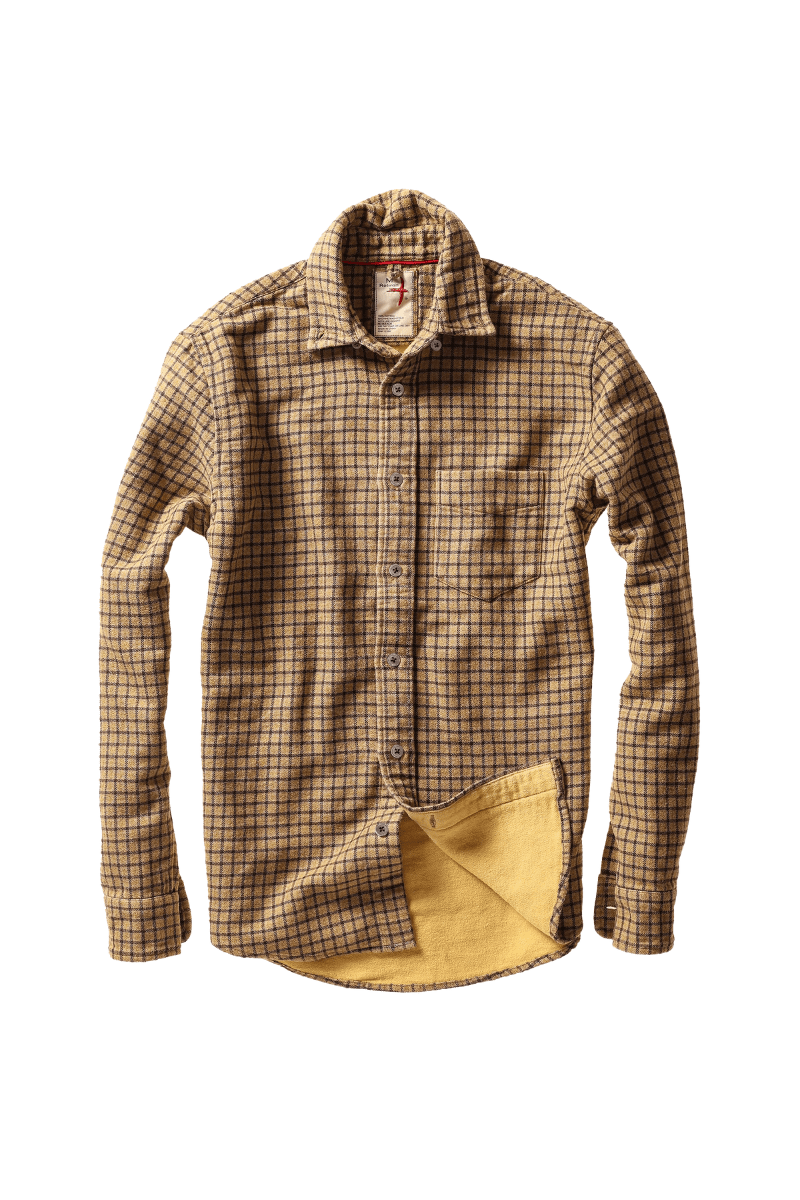 Shirts & Tops - Relwen - Plaid Chamois Lined Flannel - Gold Tweed Guncheck - Archery Close
