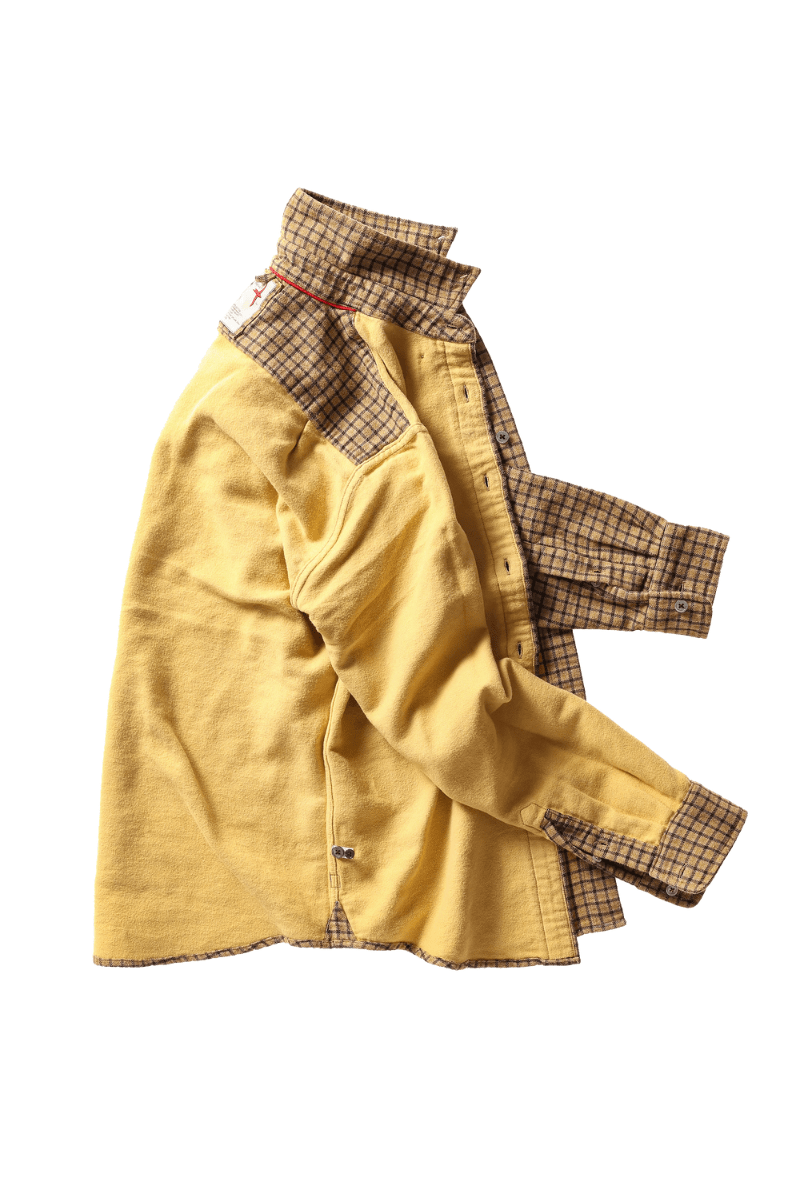 Shirts & Tops - Relwen - Plaid Chamois Lined Flannel - Gold Tweed Guncheck - Archery Close