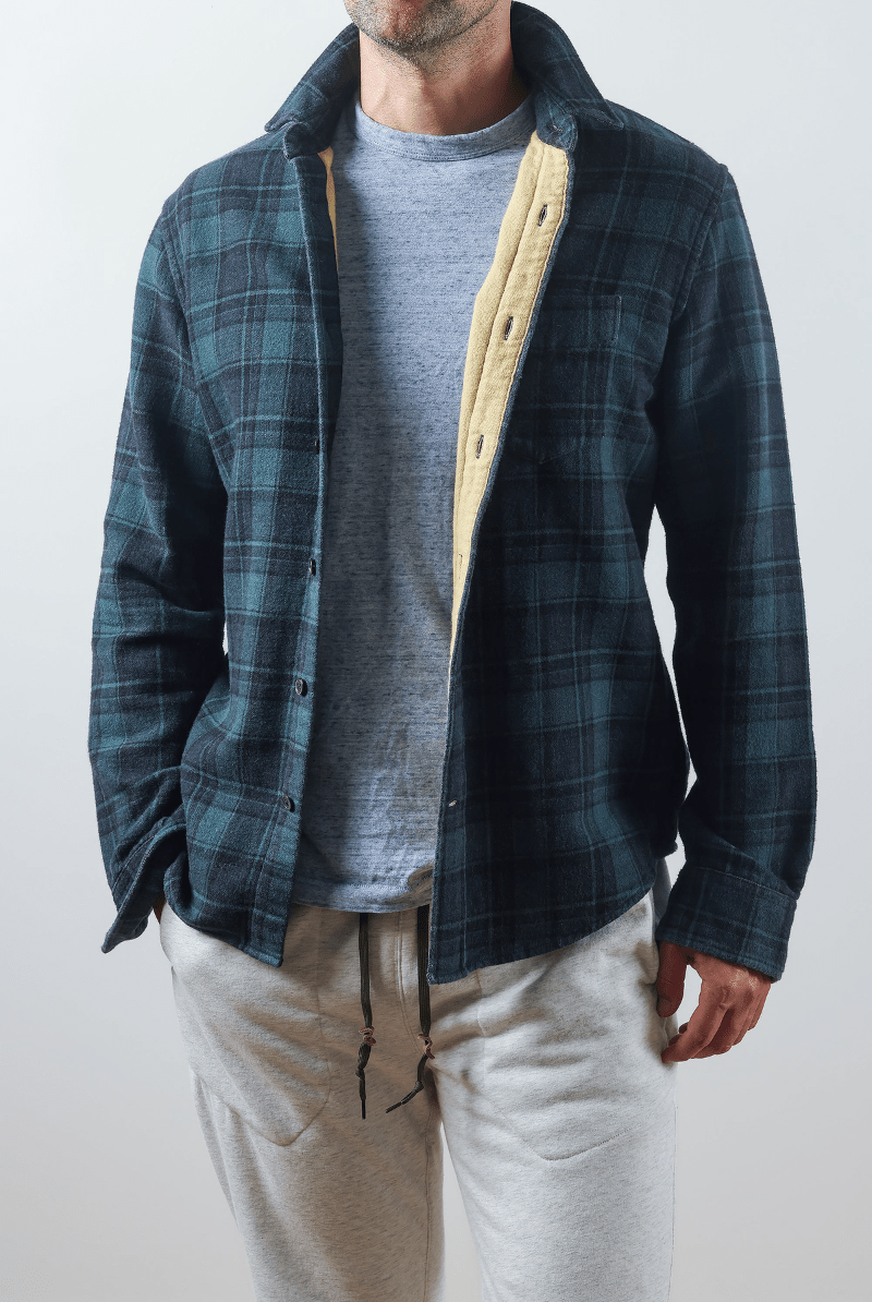 Shirts & Tops - Relwen - Plaid Chamois Lined Flannel - Green/Navy/Black - Archery Close