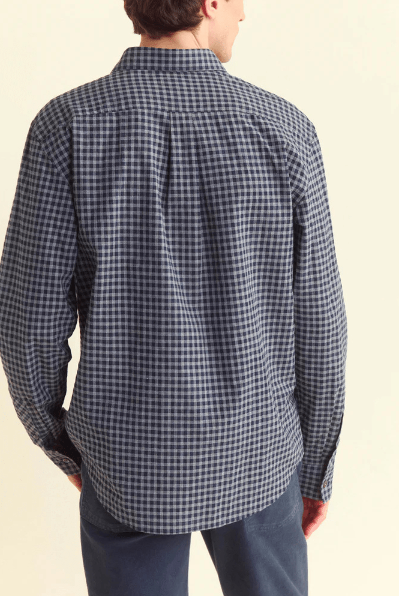 Shirts & Tops - Billy Reid - Plaid Check Hutchenson Sport Shirt - Navy/Grey - Archery Close
