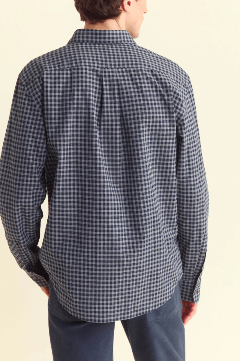 Shirts & Tops - Billy Reid - Plaid Check Hutchenson Sport Shirt - Navy/Grey - Archery Close