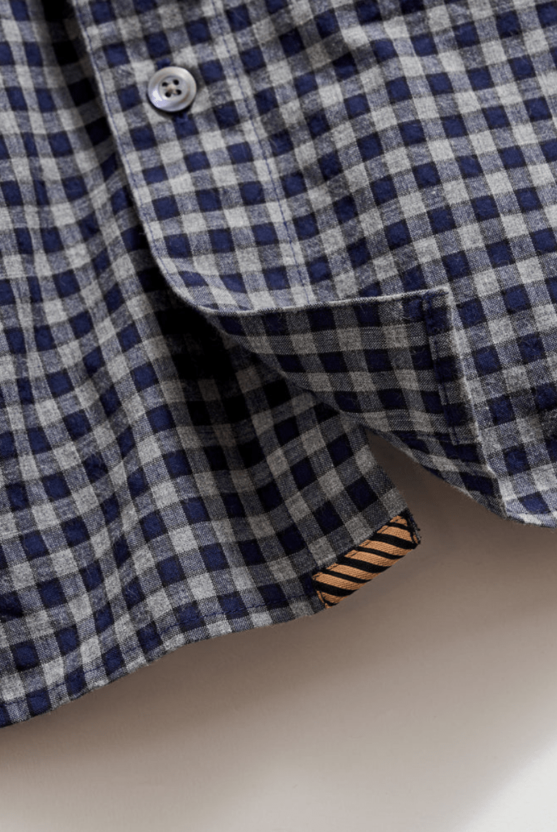 Shirts & Tops - Billy Reid - Plaid Check Hutchenson Sport Shirt - Navy/Grey - Archery Close