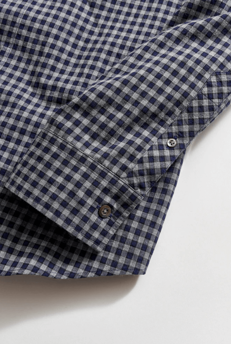 Shirts & Tops - Billy Reid - Plaid Check Hutchenson Sport Shirt - Navy/Grey - Archery Close