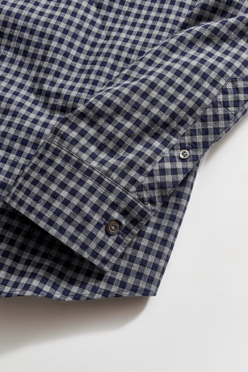 Shirts & Tops - Billy Reid - Plaid Check Hutchenson Sport Shirt - Navy/Grey - Archery Close