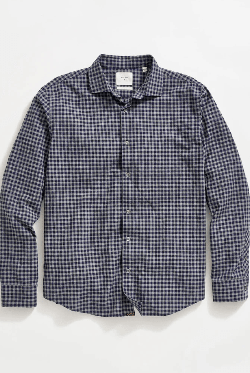 Shirts & Tops - Billy Reid - Plaid Check Hutchenson Sport Shirt - Navy/Grey - Archery Close