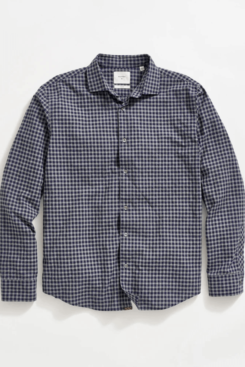 Shirts & Tops - Billy Reid - Plaid Check Hutchenson Sport Shirt - Navy/Grey - Archery Close