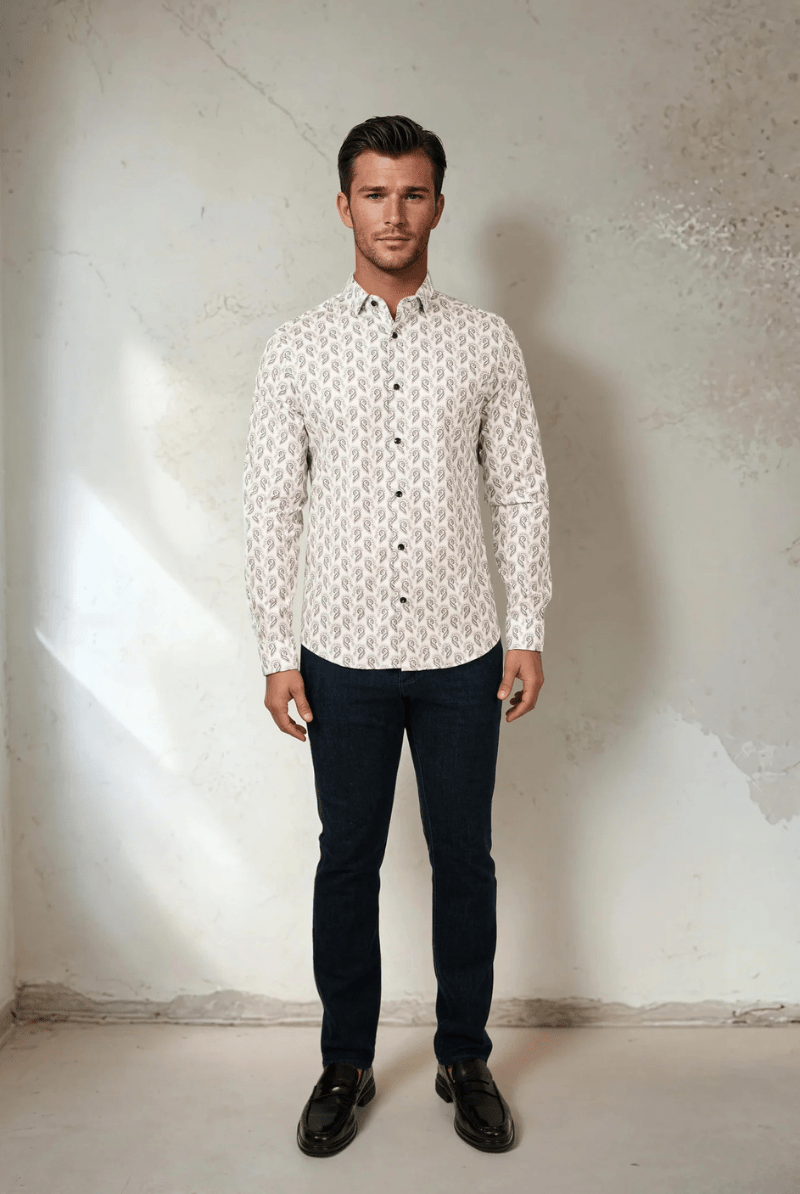 Shirts & Tops - Stone Rose - Printed Feather Paisley - Archery Close