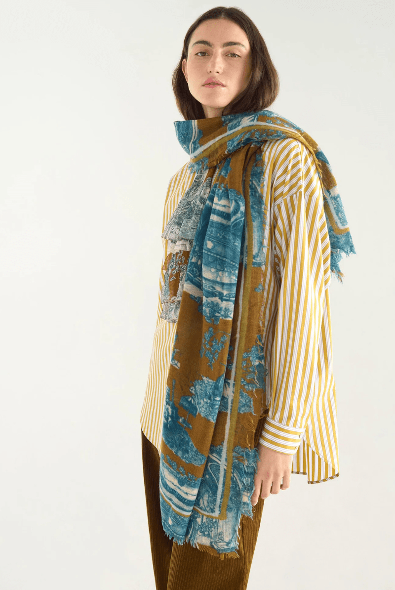 Scarf - Cotelac - Printed Wool Scarf - Archery Close