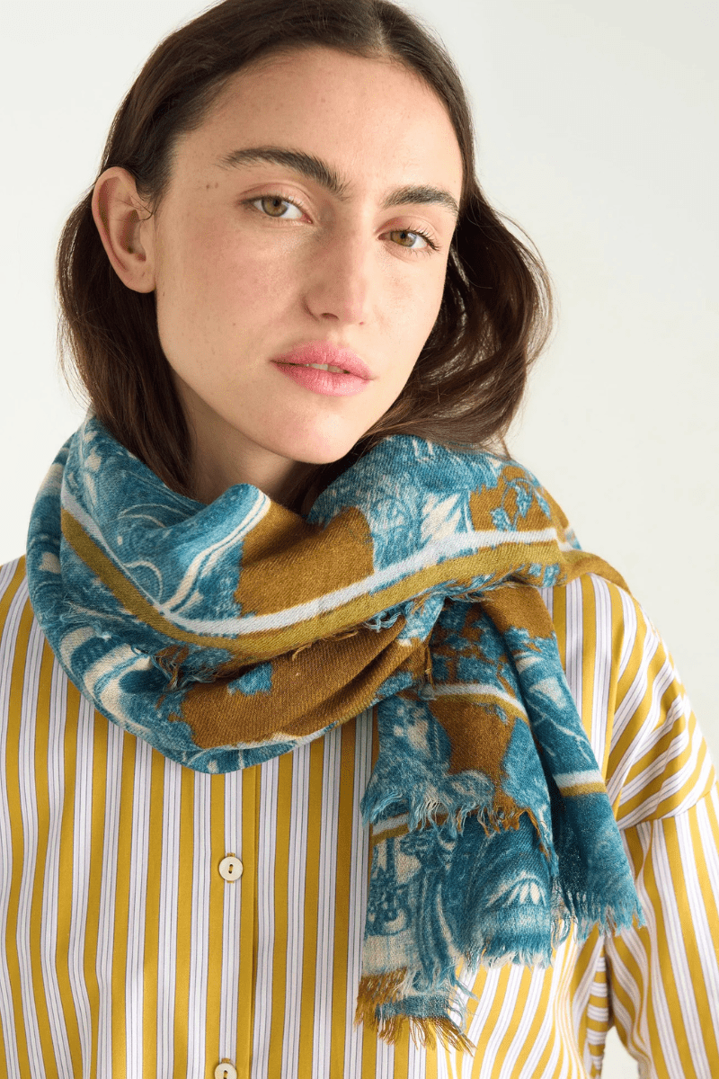 Scarf - Cotelac - Printed Wool Scarf - Archery Close