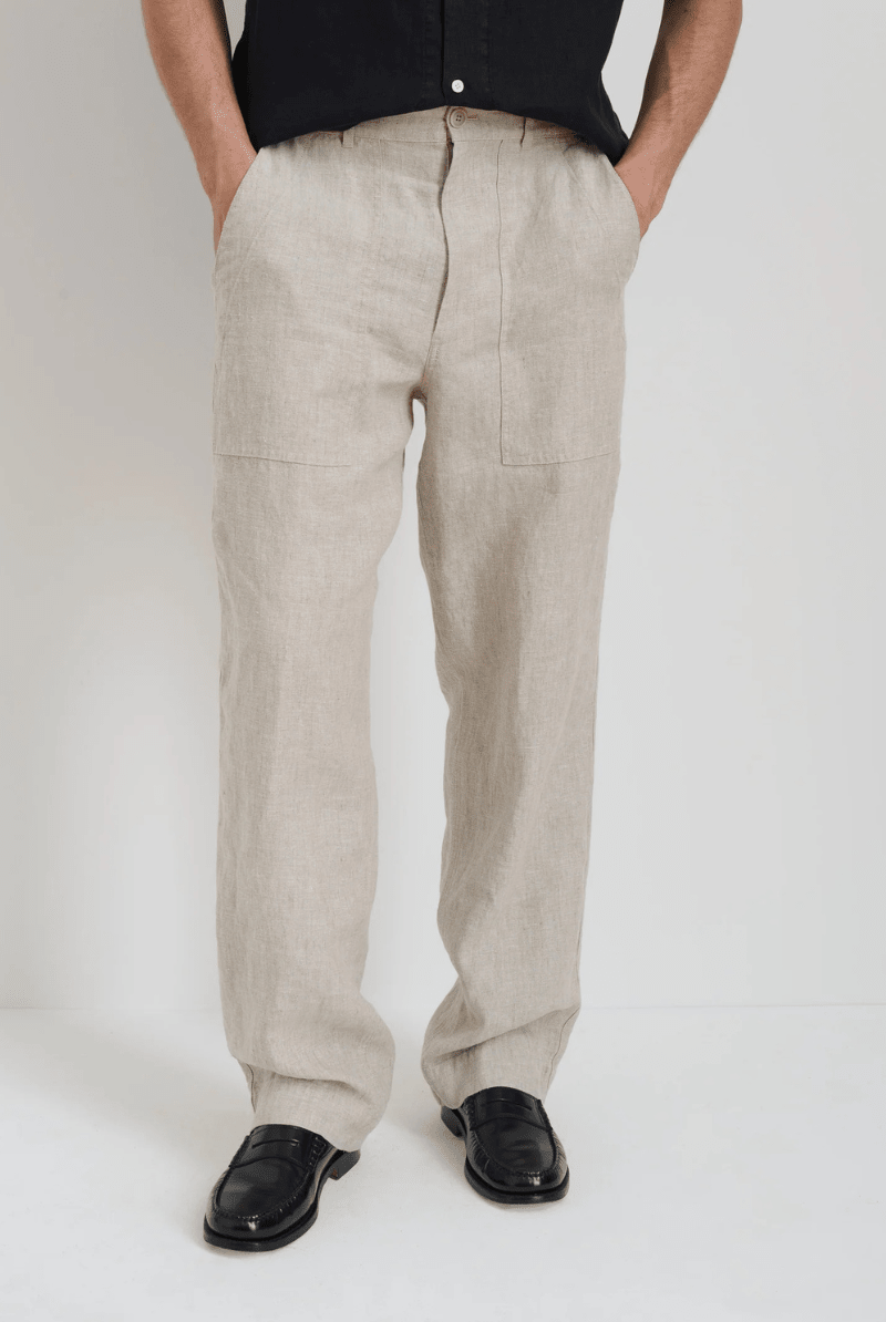 Pants - Alex Mill - Pull on Field Pant in Flax Linen - Archery Close