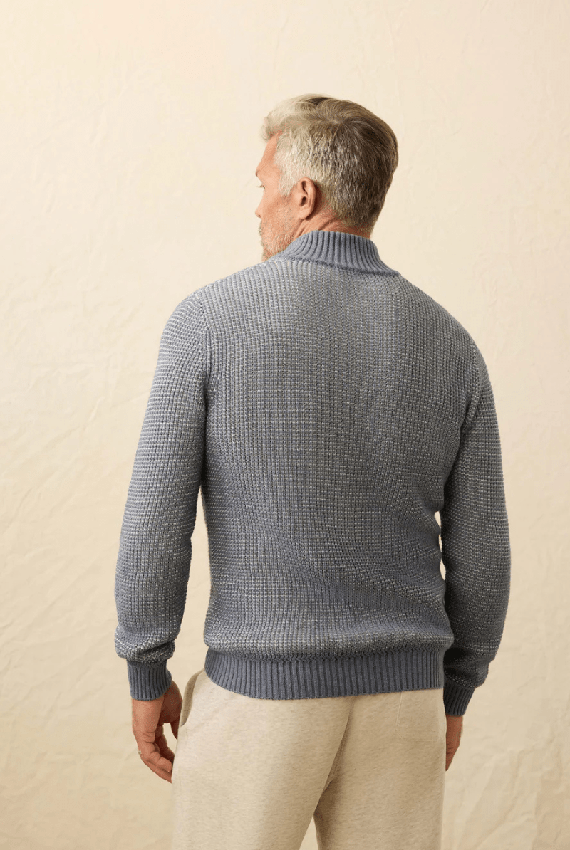 Sweater - Faherty Brand - Quarter Button Sweater in Port Huron - Archery Close