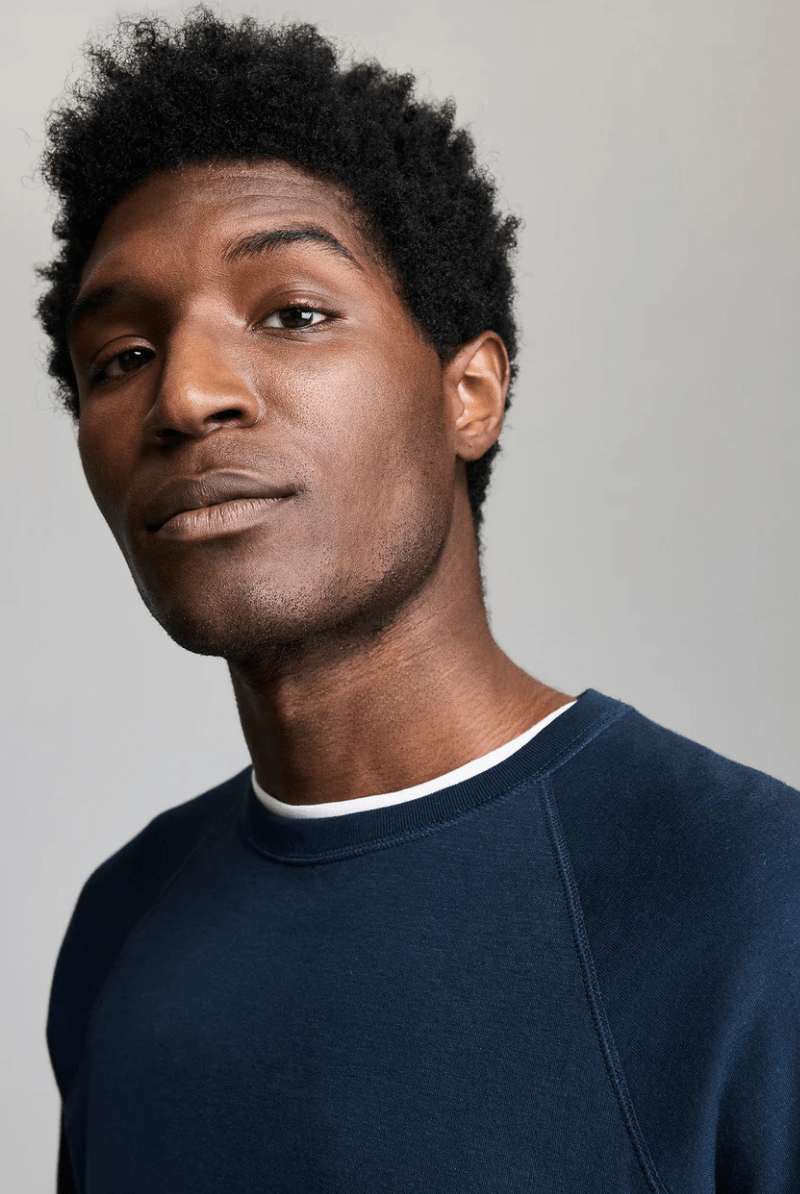 Shirts & Tops - Billy Reid - Raglan Crew in Carbon Blue - Archery Close