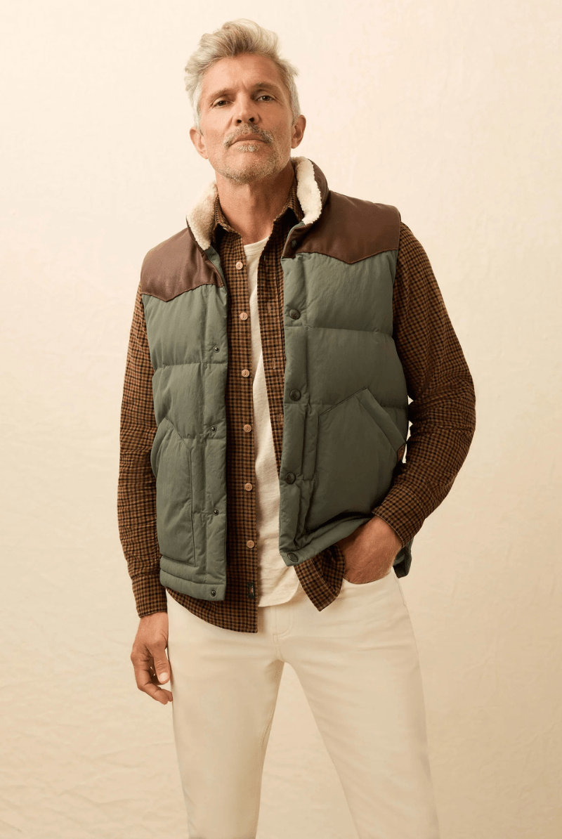 Vests - Faherty Brand - Range Down Vest in Pine Ridge - Archery Close