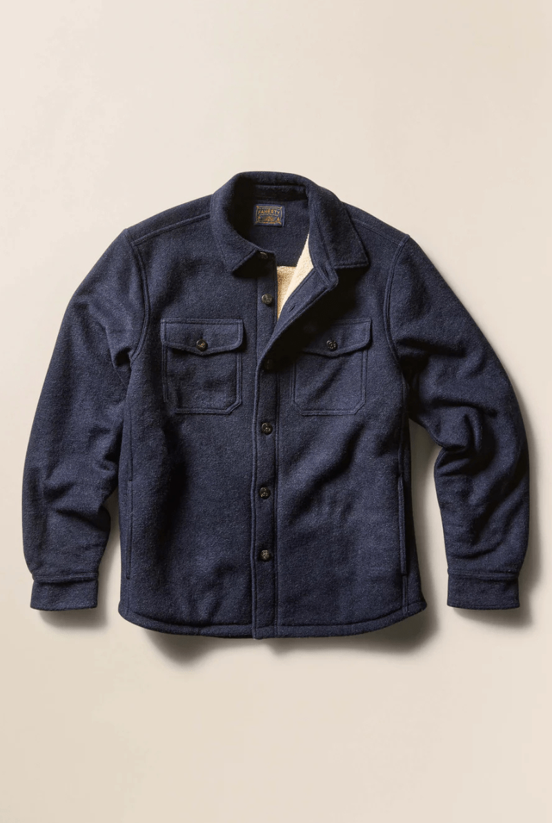 Shirts & Tops - Faherty Brand - Range Fleece Lined CPO in Navy Shadow Twill - Archery Close