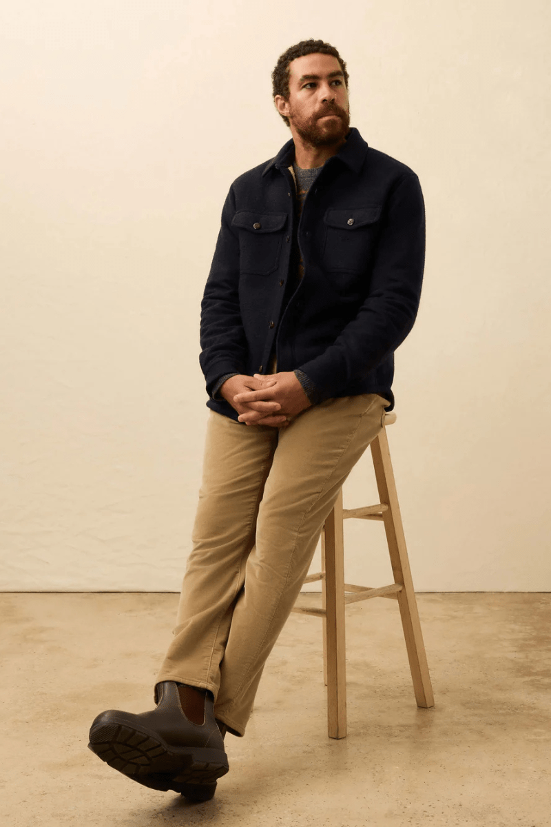 Shirts & Tops - Faherty Brand - Range Fleece Lined CPO in Navy Shadow Twill - Archery Close