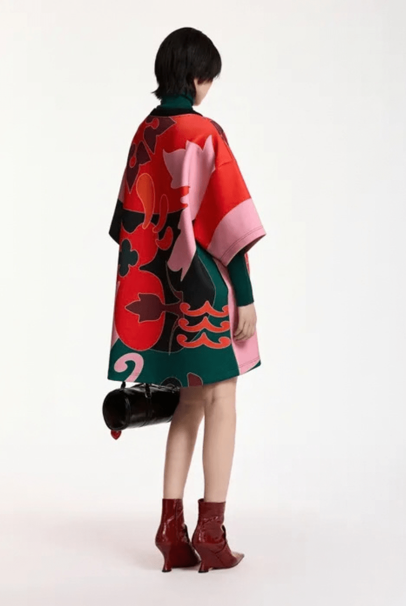 Dresses - Essentiel Antwerp - Red, pink & dark grey printed mini dress - Archery Close