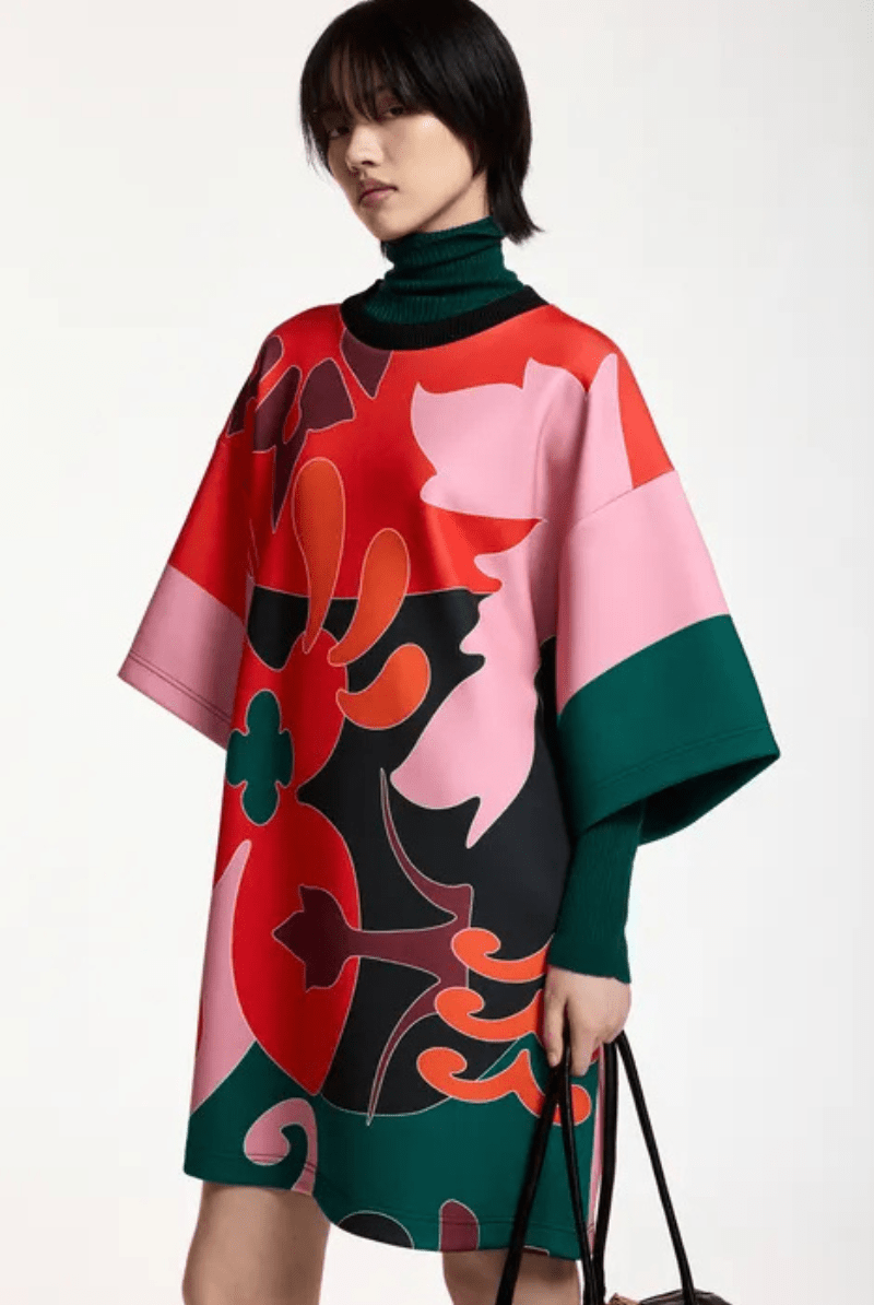 Dresses - Essentiel Antwerp - Red, pink & dark grey printed mini dress - Archery Close