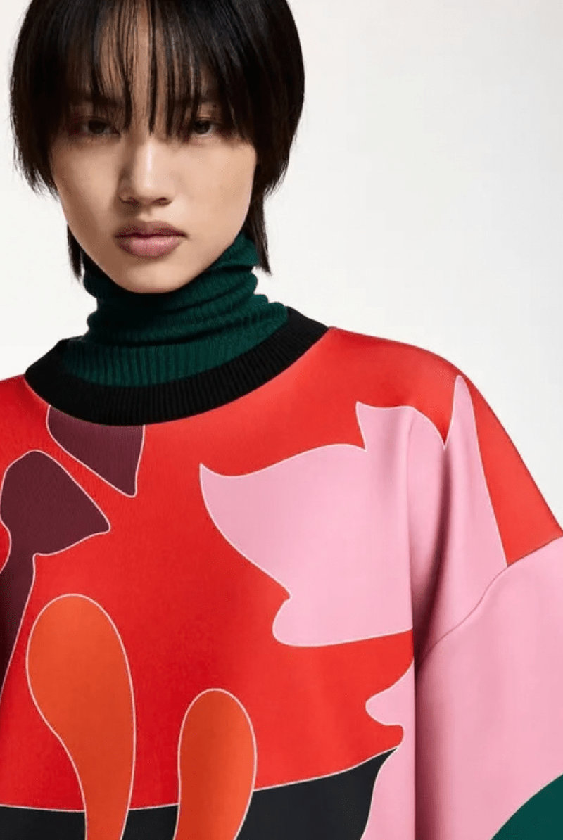 Dresses - Essentiel Antwerp - Red, pink & dark grey printed mini dress - Archery Close