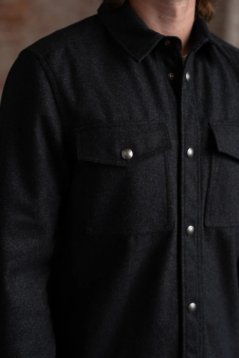 Dark jacket with button details on a textured background
