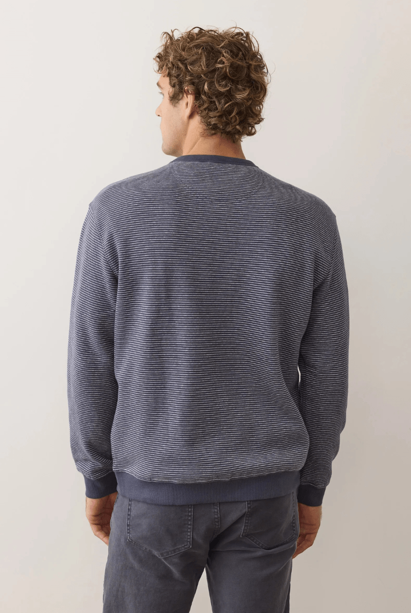 Sweatshirts - Marine Layer - Relaxed Cloud 9 Fleece Crewneck - Navy Mini Stripe - Archery Close