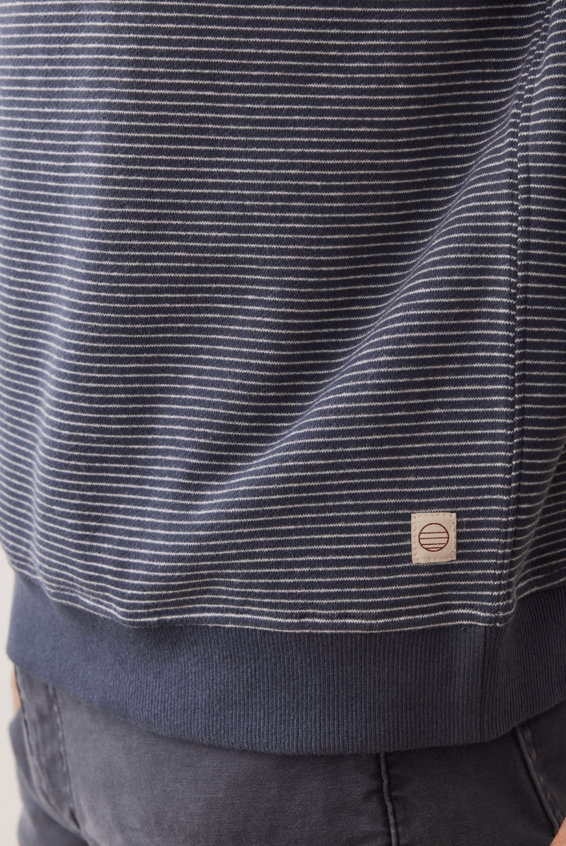 Sweatshirts - Marine Layer - Relaxed Cloud 9 Fleece Crewneck - Navy Mini Stripe - Archery Close