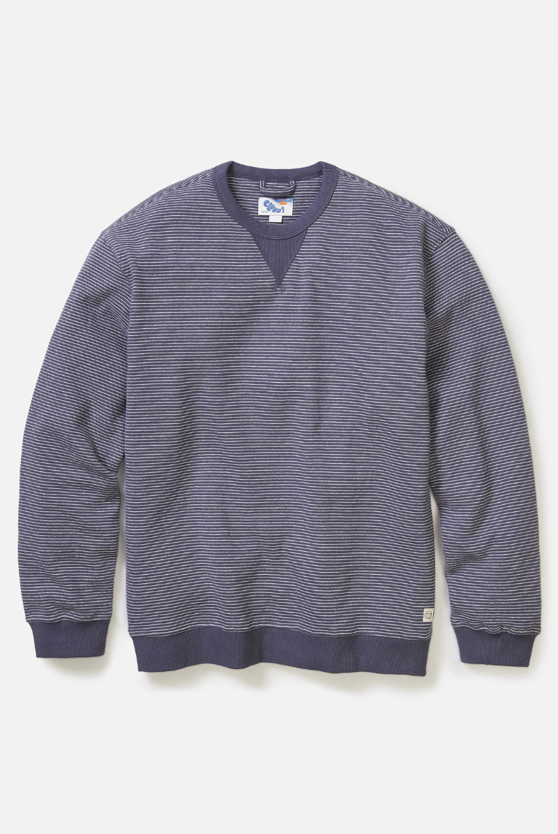 Sweatshirts - Marine Layer - Relaxed Cloud 9 Fleece Crewneck - Navy Mini Stripe - Archery Close