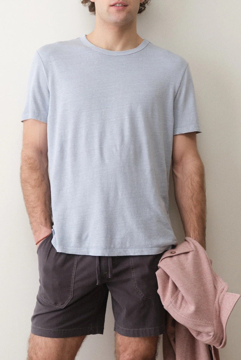 Marine Layer Relaxed Hemp Cotton Tee - Soft chambray