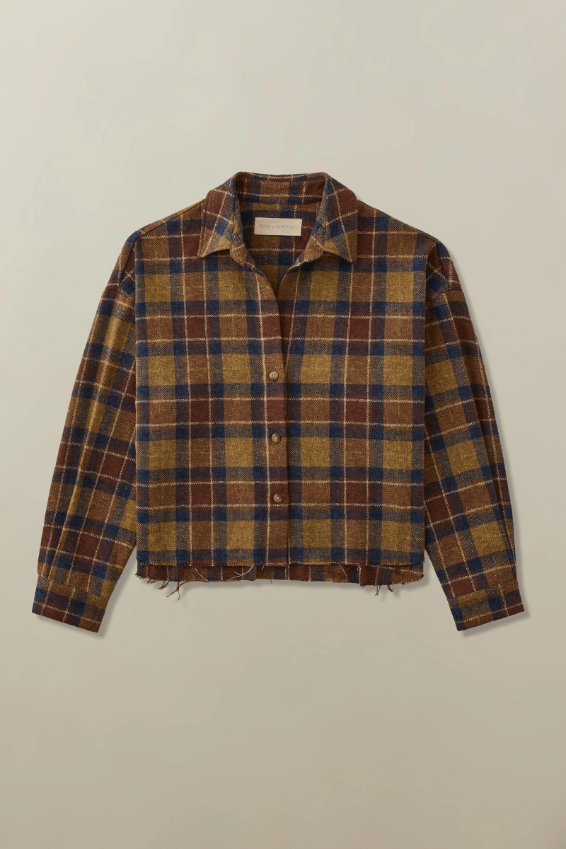 Shirts & Tops - Road to Nowhere Clothing - Remi Cropped Shirt in Maroon Plaid - Archery Close