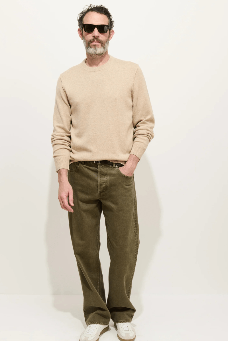 Sweater - Alex Mill - Reverse Seam Crew In Wool Cotton - Archery Close