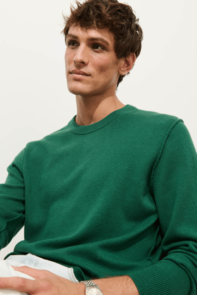 Sweater - Alex Mill - Reverse Seam Crew In Wool Cotton - Archery Close