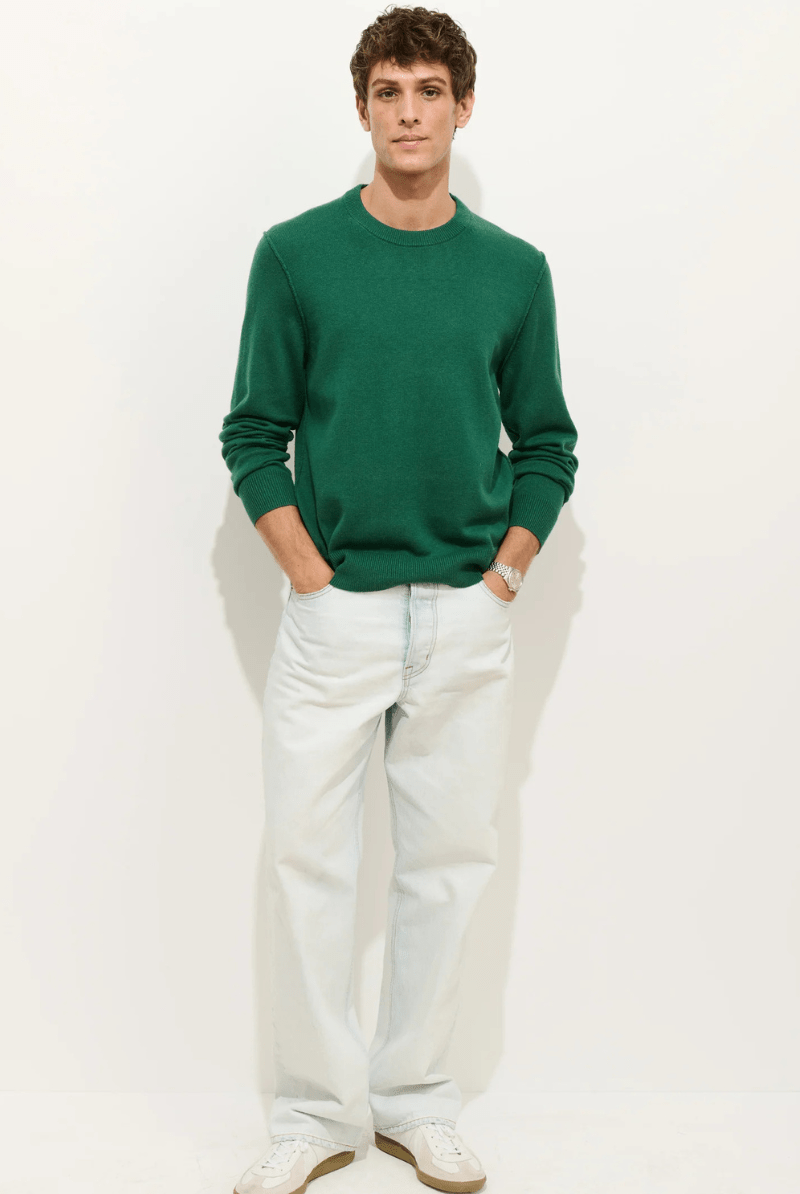 Sweater - Alex Mill - Reverse Seam Crew In Wool Cotton - Archery Close