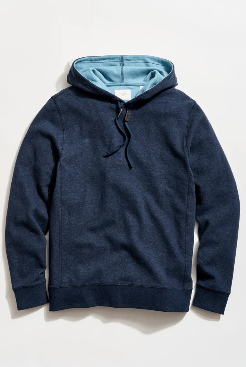 Sweatshirts - Billy Reid - Rib Hoodie Pullover in Carbon Blue - Archery Close
