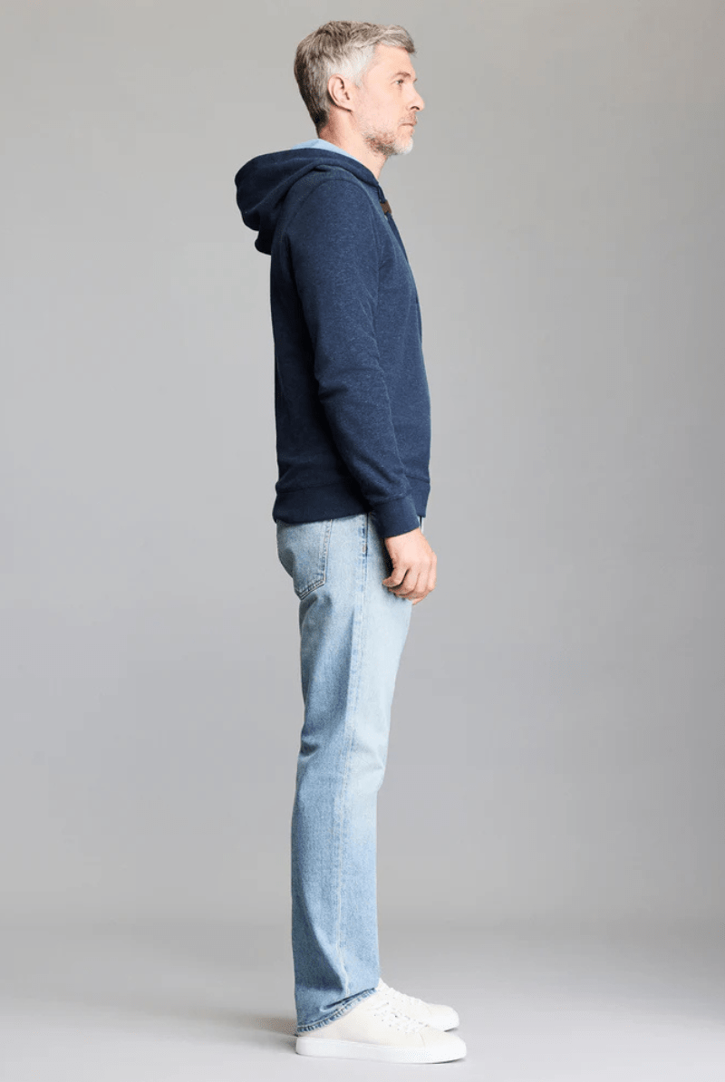 Sweatshirts - Billy Reid - Rib Hoodie Pullover in Carbon Blue - Archery Close