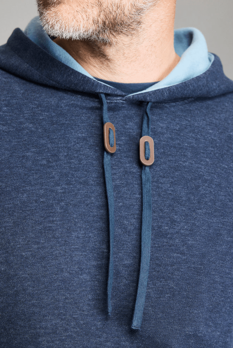 Sweatshirts - Billy Reid - Rib Hoodie Pullover in Carbon Blue - Archery Close