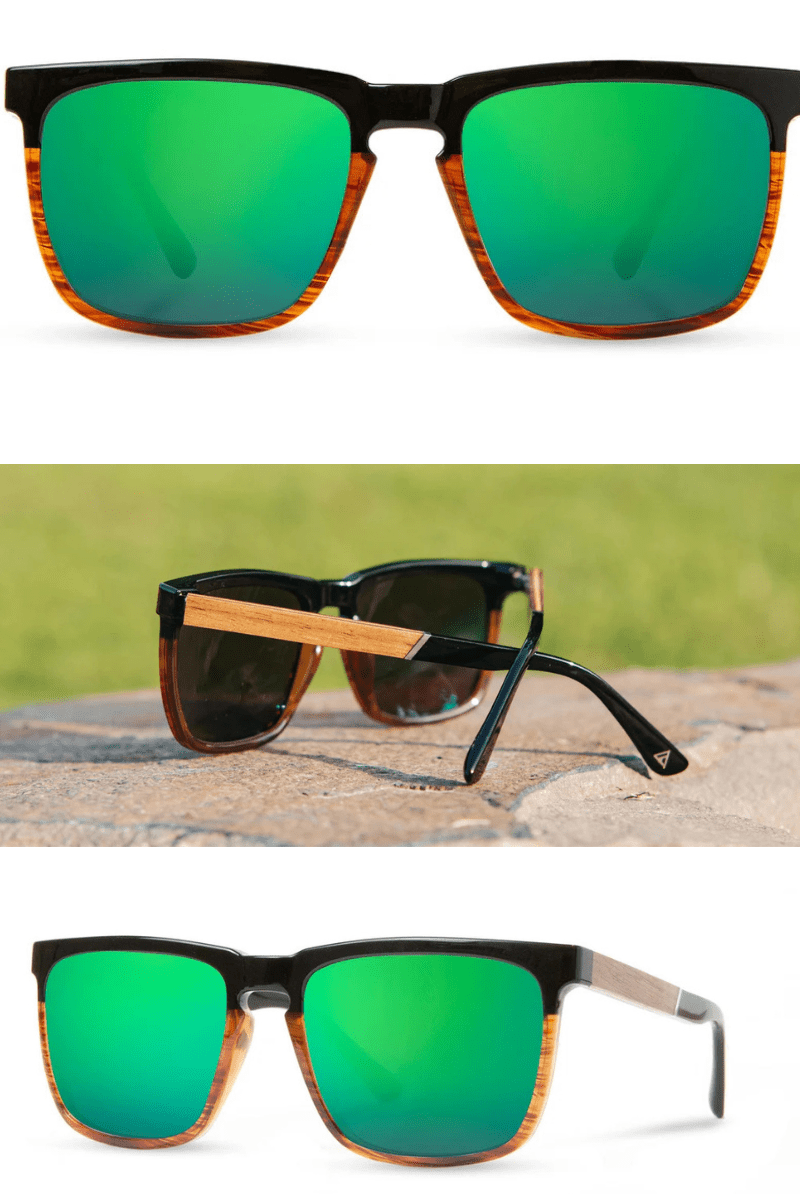 Sunglasses - Shwood Eyewear - Ridge - Black Tortoise with Green Flash Sunglasses - Archery Close