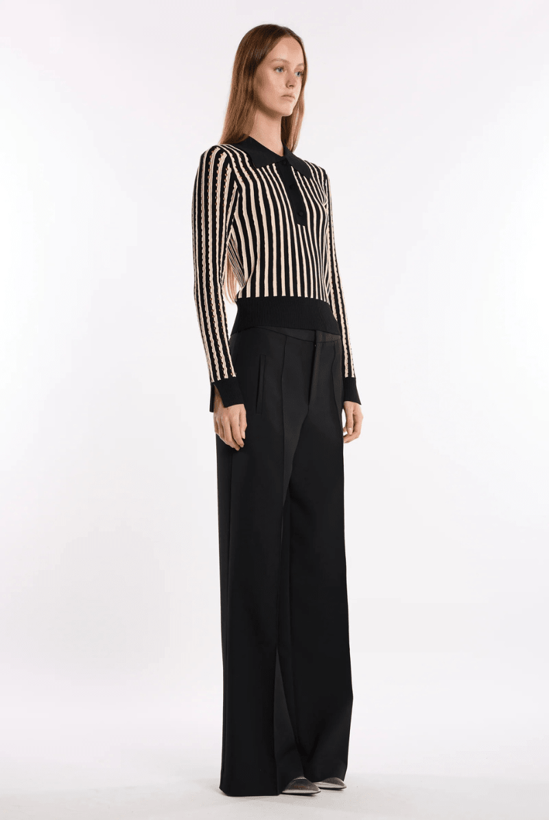 Sweater - Christy Lynn - Roselyn Sweater in Pinstripe Black - Archery Close