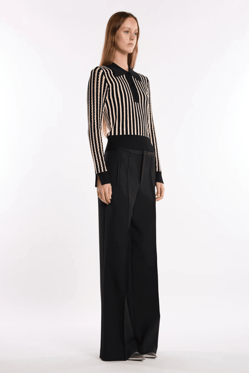 Sweater - Christy Lynn - Roselyn Sweater in Pinstripe Black - Archery Close