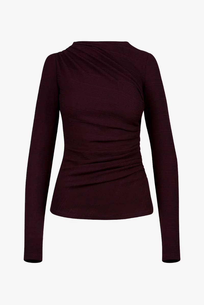 Shirts & Tops - Smythe - Ruched Knit Top in Prune - Archery Close