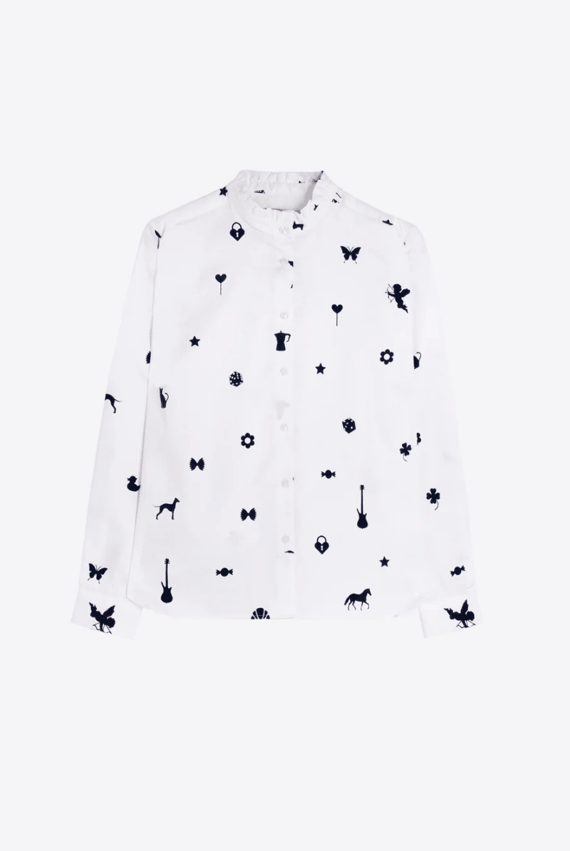 Shirts & Tops - Vilagallo - Ruffle Neck Long Sleeve - Archery Close