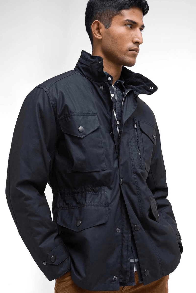 Outerwear - Barbour - Sapper Waxed Jacket in Black - Archery Close